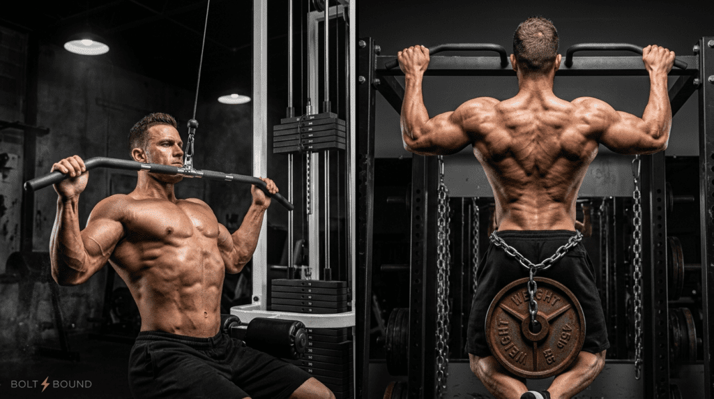 Back Width Showdown: Weighted Pull Ups vs Lat Pulldowns - Bolt & Bound