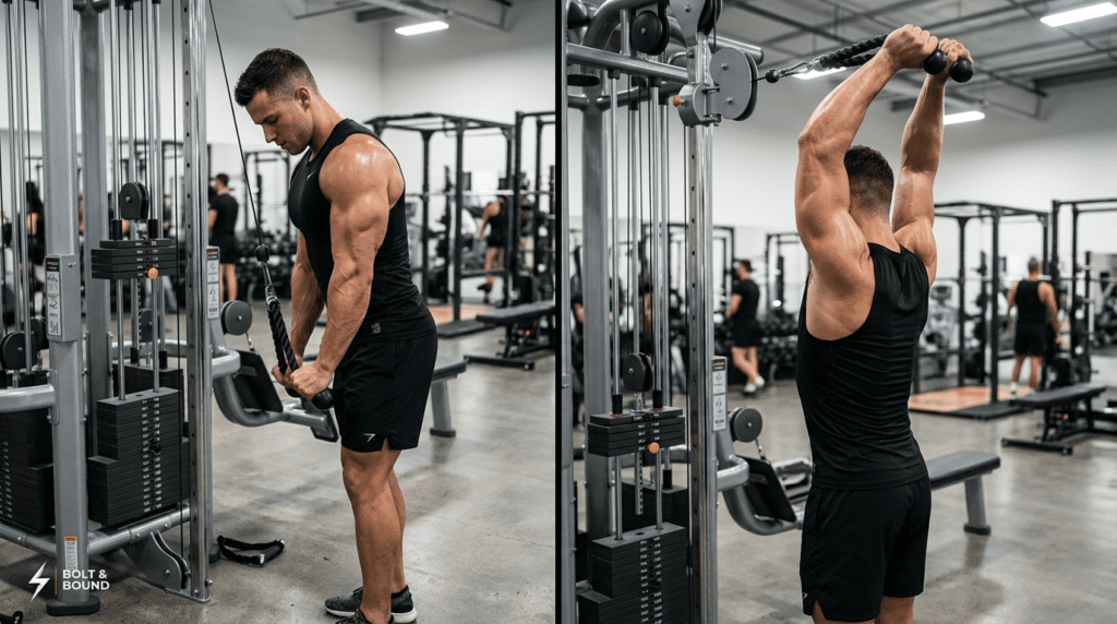 Triceps Showdown Tricep Pushdowns vs Overhead Extensions - Bolt & Bound
